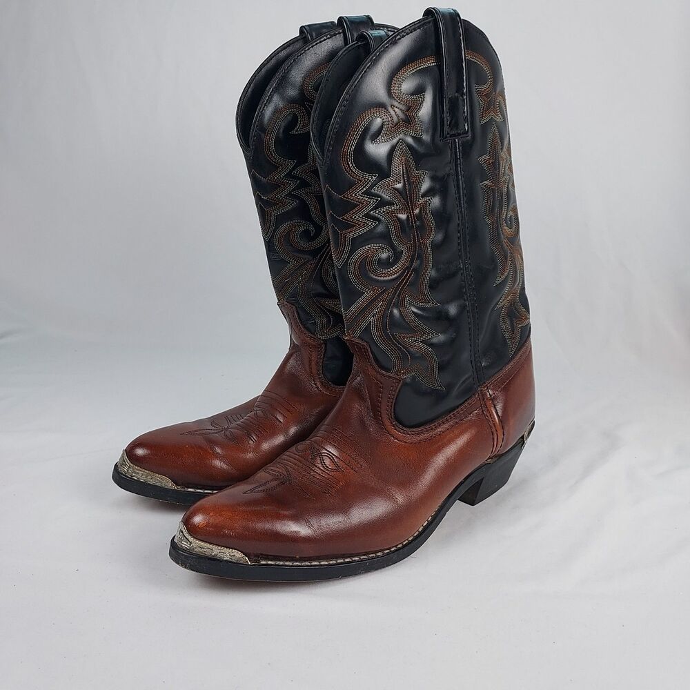 Laredo Nashville Cowboy Boots Mens 10D Brown Black Western Leather Boots